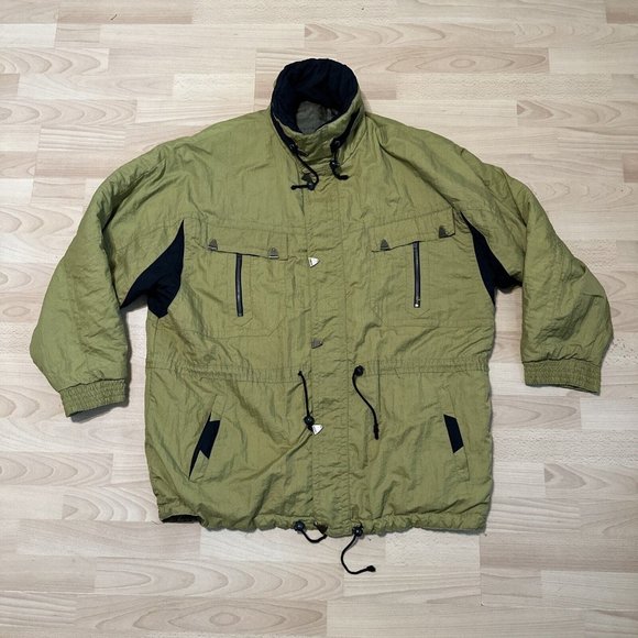 Vintage Amici 90s Parka Snow Jacket Mens Size 2XL Green Black Ski Insulated